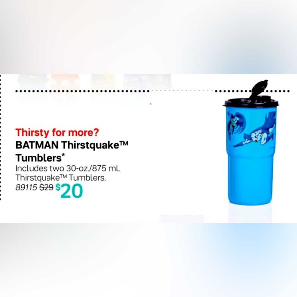 Tupperware Blue Batman Tumbler